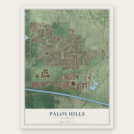 Palos Hills, Illinois map print, the full design