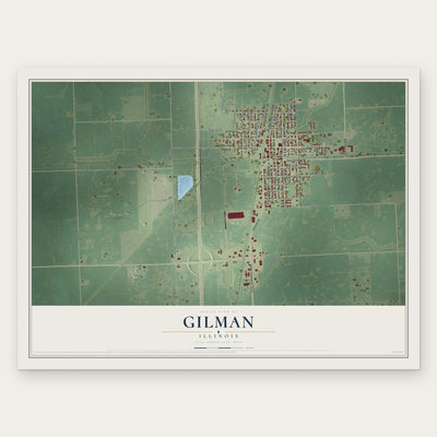 Gilman, Illinois map print, the full design
