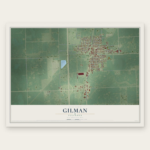Gilman, Illinois map print, the full design