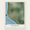 New Boston, Illinois map print, the full design