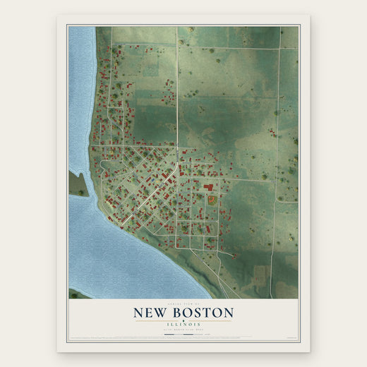New Boston, Illinois map print, the full design