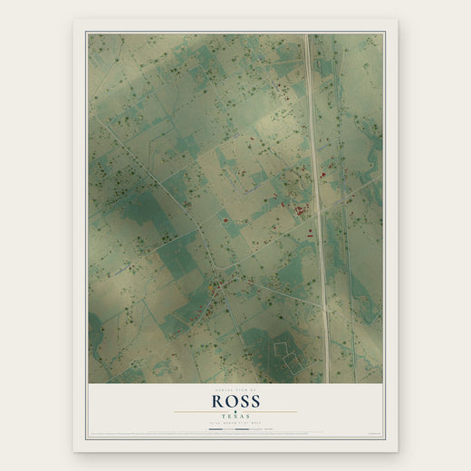 Ross, Texas map print, the full design