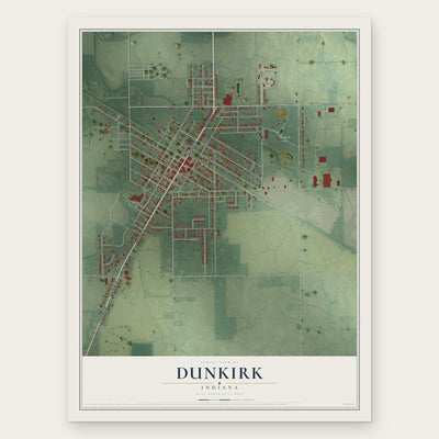 Dunkirk, Indiana map print, the full design