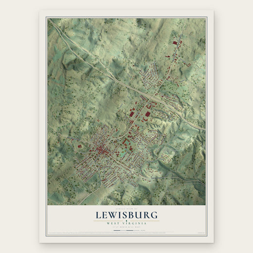 Lewisburg, West Virginia map print, the full design