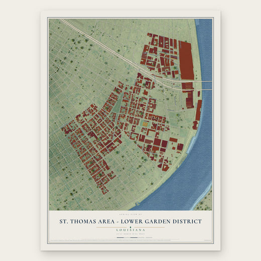 St. Thomas Area - Lower Garden District, Louisiana map print, the full design