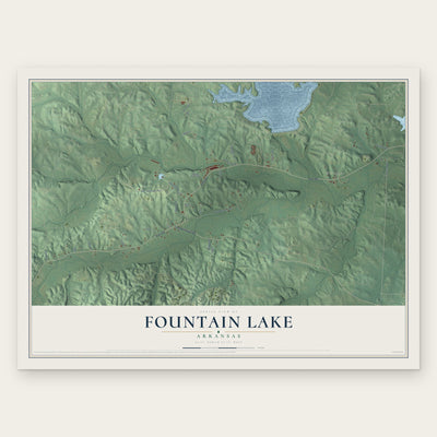 Fountain Lake, Arkansas map print, the full design