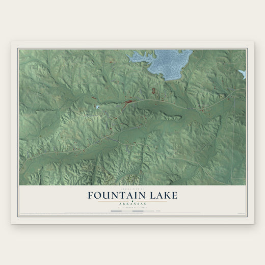 Fountain Lake, Arkansas map print, the full design
