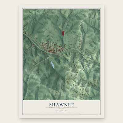 Shawnee, Ohio map print, the full design
