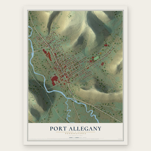 Port Allegany, Pennsylvania map print, the full design