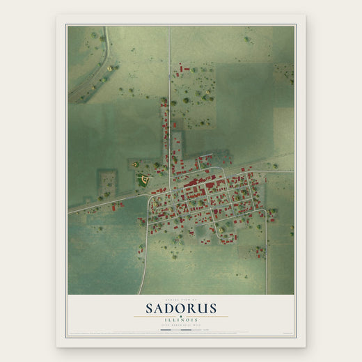 Sadorus, Illinois map print, the full design