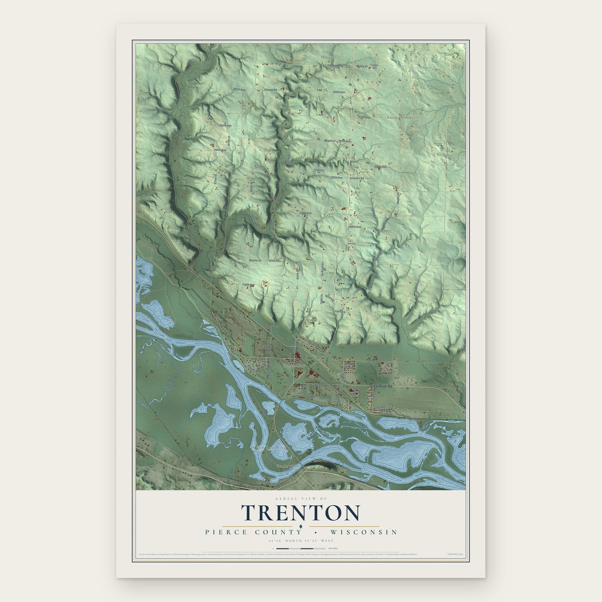 Trenton, Pierce County, Wisconsin map print, the full design