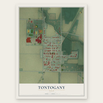 Tontogany, Ohio map print, the full design