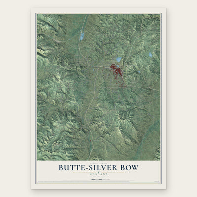 Butte-Silver Bow, Montana map print, the full design