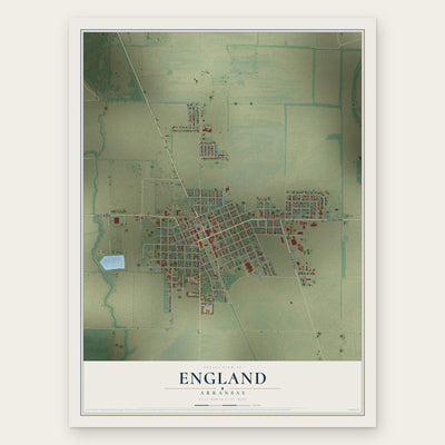 England, Arkansas map print, the full design