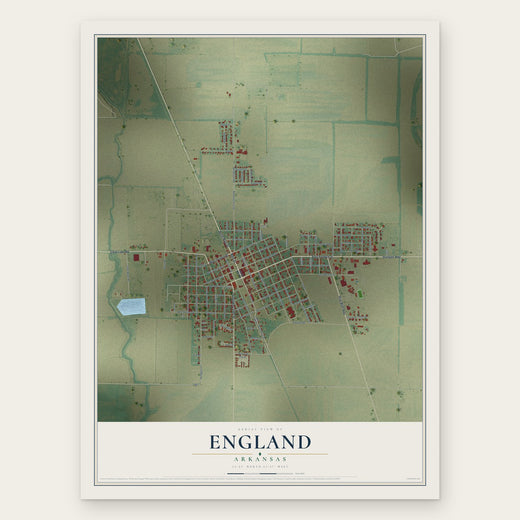 England, Arkansas map print, the full design