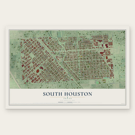 South Houston, Texas map print, the full design