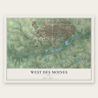 West Des Moines, Iowa map print, the full design