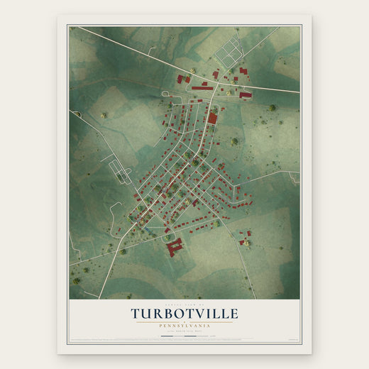 Turbotville, Pennsylvania map print, the full design