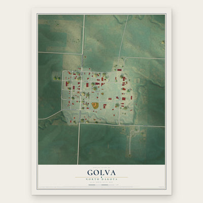 Golva, North Dakota map print, the full design