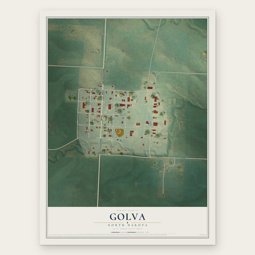 Golva, North Dakota map print, the full design