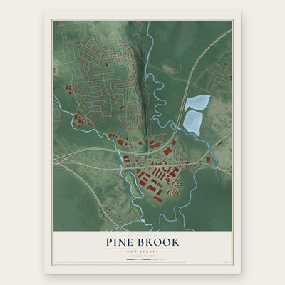 Pine Brook, New Jersey map print, the full design