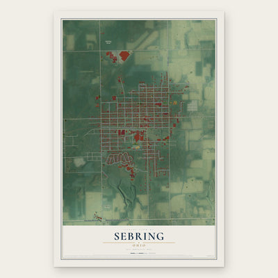 Sebring, Ohio map print, the full design