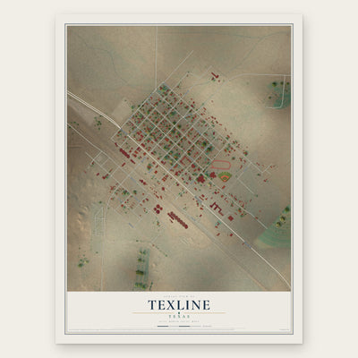 Texline, Texas map print, the full design