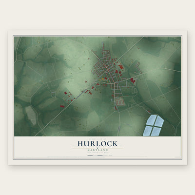 Hurlock, Maryland map print, the full design