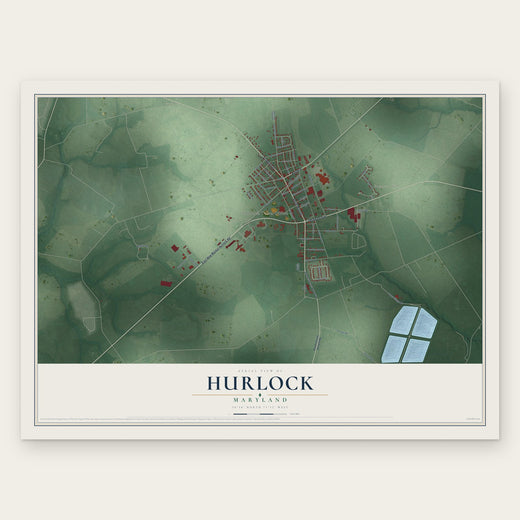 Hurlock, Maryland map print, the full design