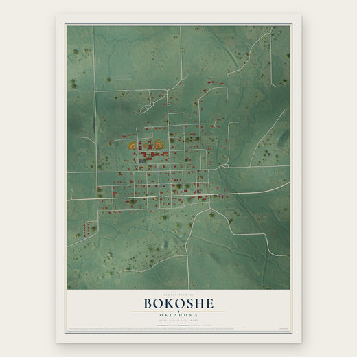 Bokoshe, Oklahoma map print, the full design