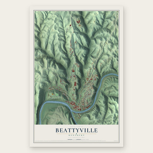 Beattyville, Kentucky map print, the full design