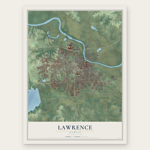 Lawrence, Kansas map print, the full design