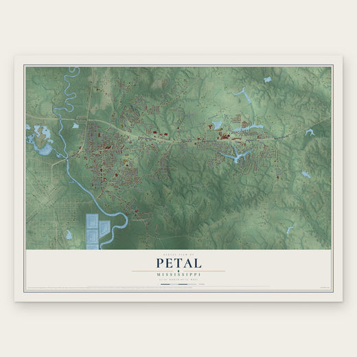 Petal, Mississippi map print, the full design