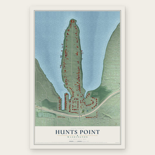 Hunts Point, Washington map print, the full design