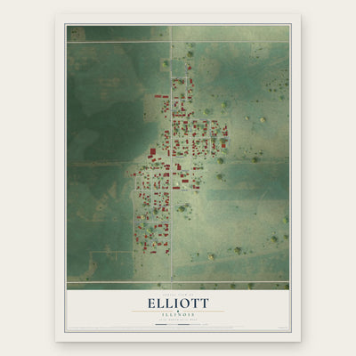 Elliott, Illinois map print, the full design