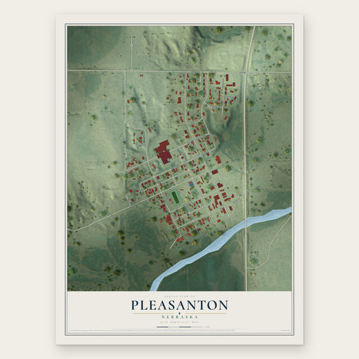 Pleasanton, Nebraska map print, the full design