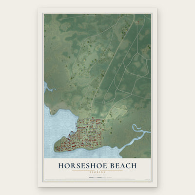Horseshoe Beach, Florida map print, the full design
