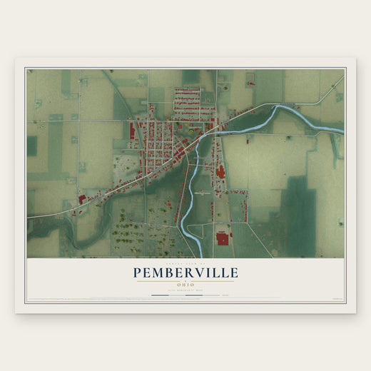 Pemberville, Ohio map print, the full design