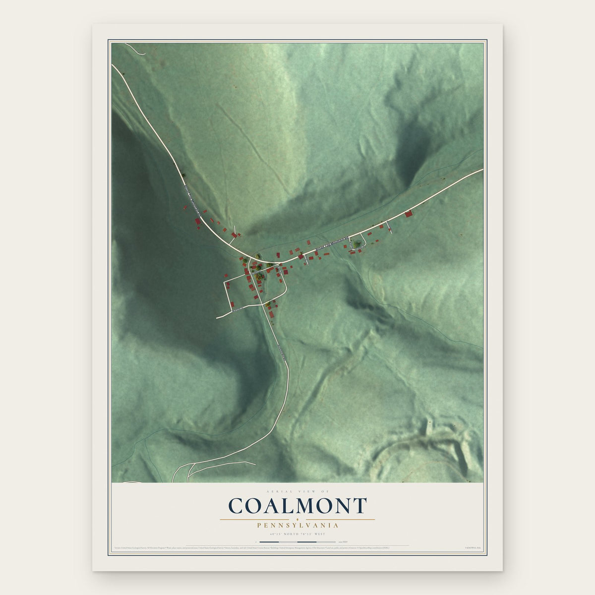 Coalmont, Pennsylvania map print, the full design
