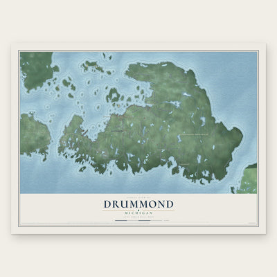 Drummond, Michigan map print, the full design