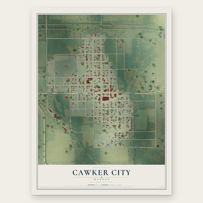 Cawker City, Kansas map print, the full design