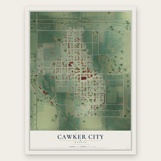 Cawker City, Kansas map print, the full design