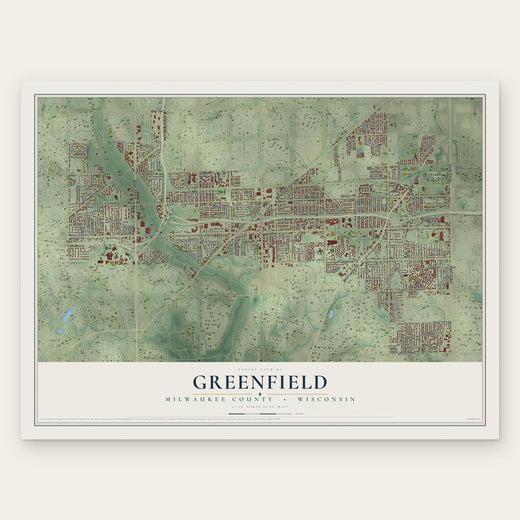 Greenfield, Milwaukee County, Wisconsin map print, the full design