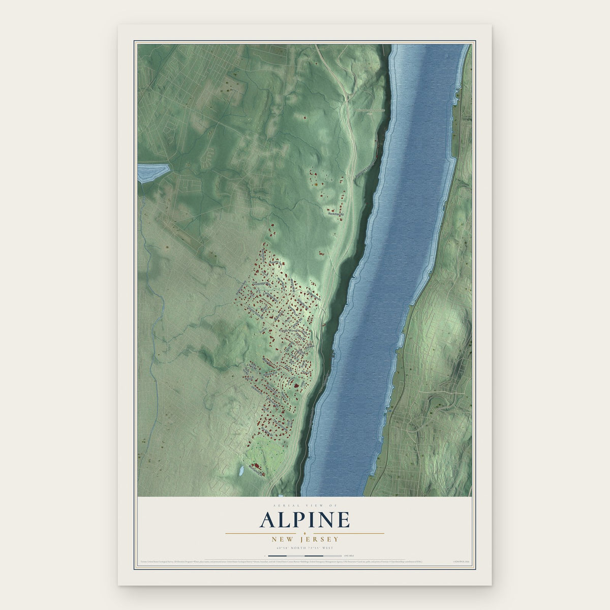 Alpine, New Jersey map print, the full design