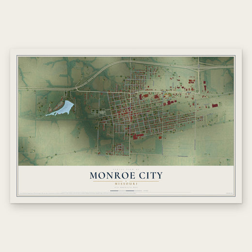 Monroe City, Missouri map print, the full design