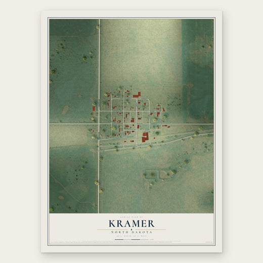 Kramer, North Dakota map print, the full design