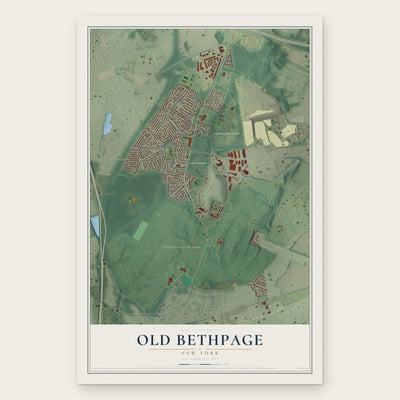 Old Bethpage, New York map print, the full design