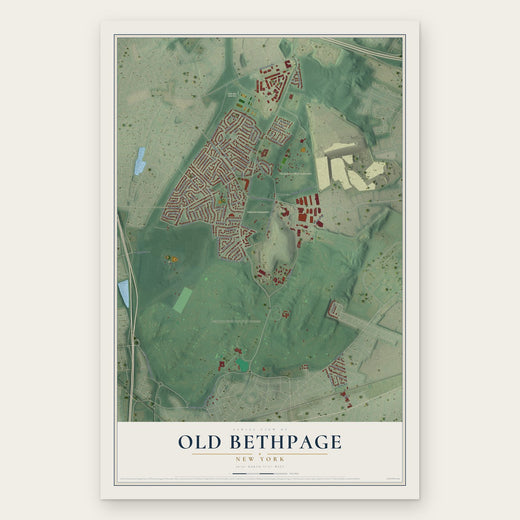 Old Bethpage, New York map print, the full design
