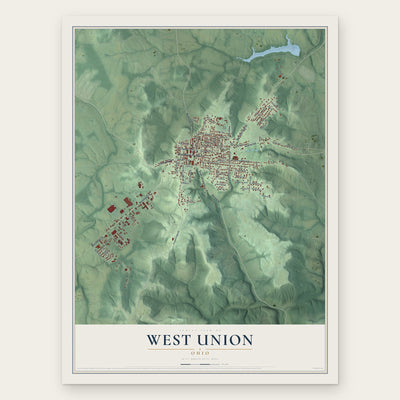West Union, Ohio map print, the full design