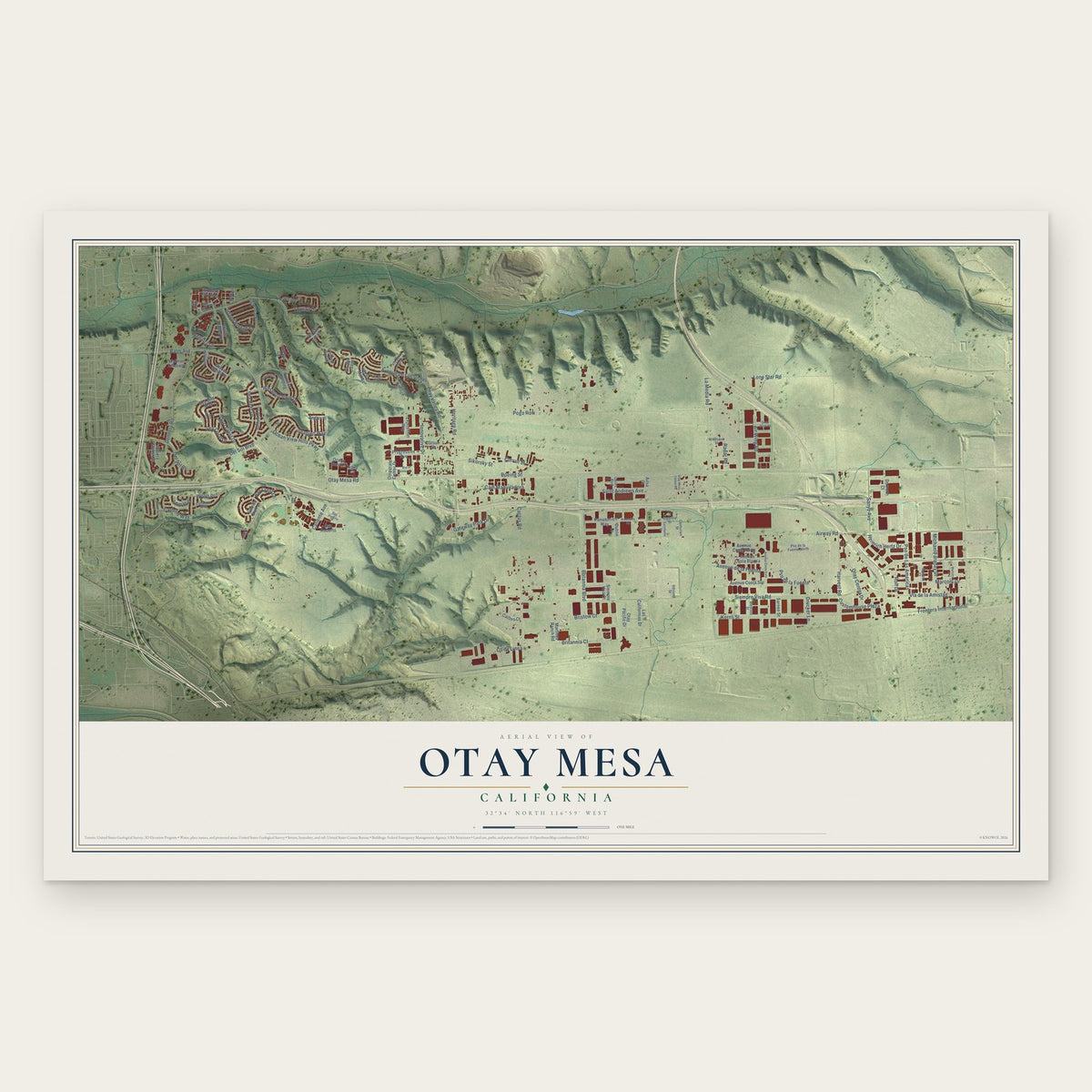 Otay Mesa, California map print, the full design